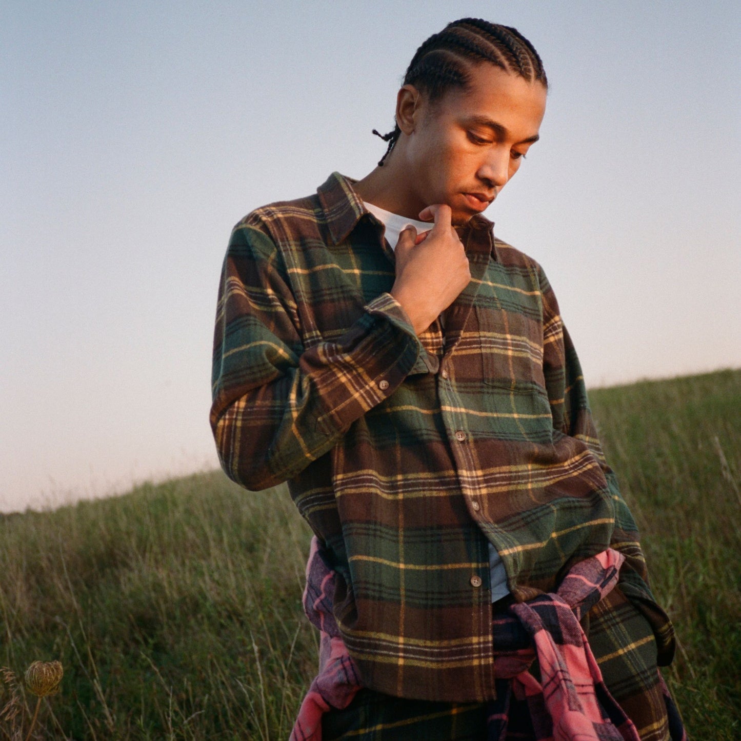 Flannel Button Down Shirt - Yellow Shirts & Tops Sky High Farm Goods 