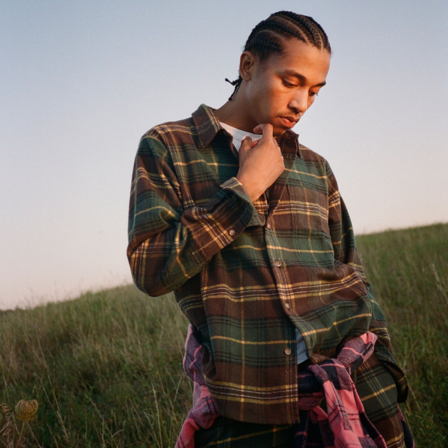 Flannel Button Down - Pink Shirts & Tops Sky High Farm Goods 