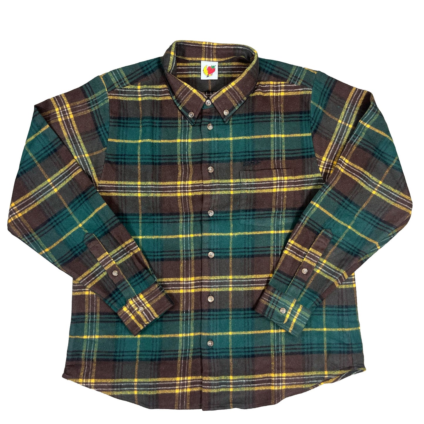 Flannel Button Down Shirt - Yellow Shirts & Tops Sky High Farm Goods 